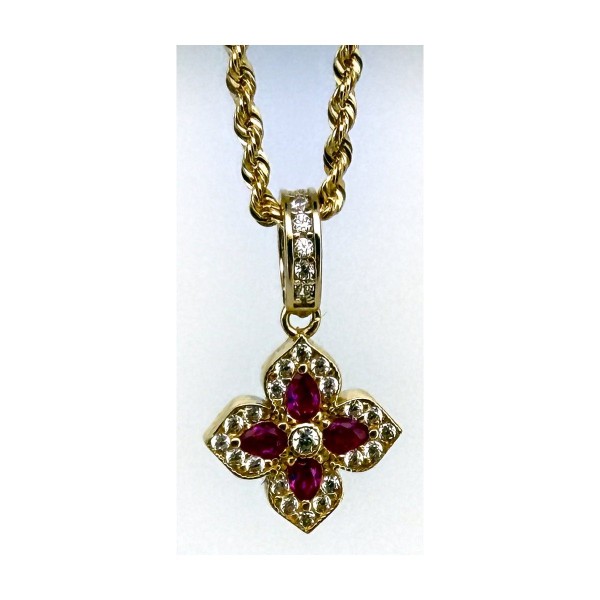 Medalla flor roja de oro 18k
